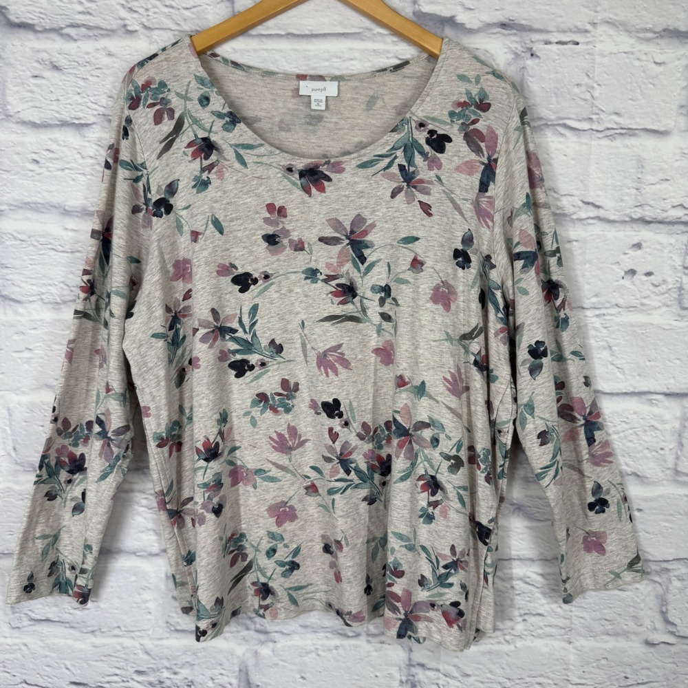 J. Jill Pure Jill Affinity Multi Floral Long Sleeve Top Womens XL Petite